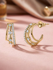 Lab Diamond Gold Huggie Hoop Earrings