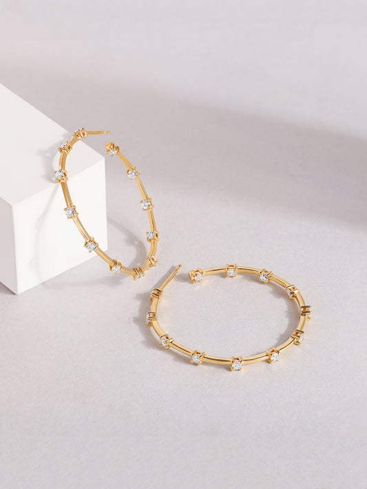 Ornate Big Silver Trendy Hoops