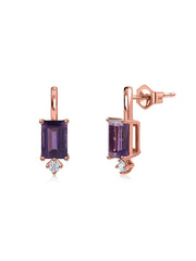 Amethyst Drop Gold Earrings