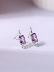 Purple Amethyst Silver Stud Earrings