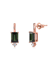 Green Tourmaline Drop Gold Earrings