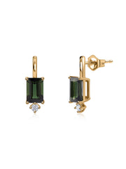 Green Tourmaline Drop Gold Earrings