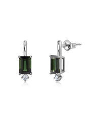 Green Tourmaline Drop Gold Earrings