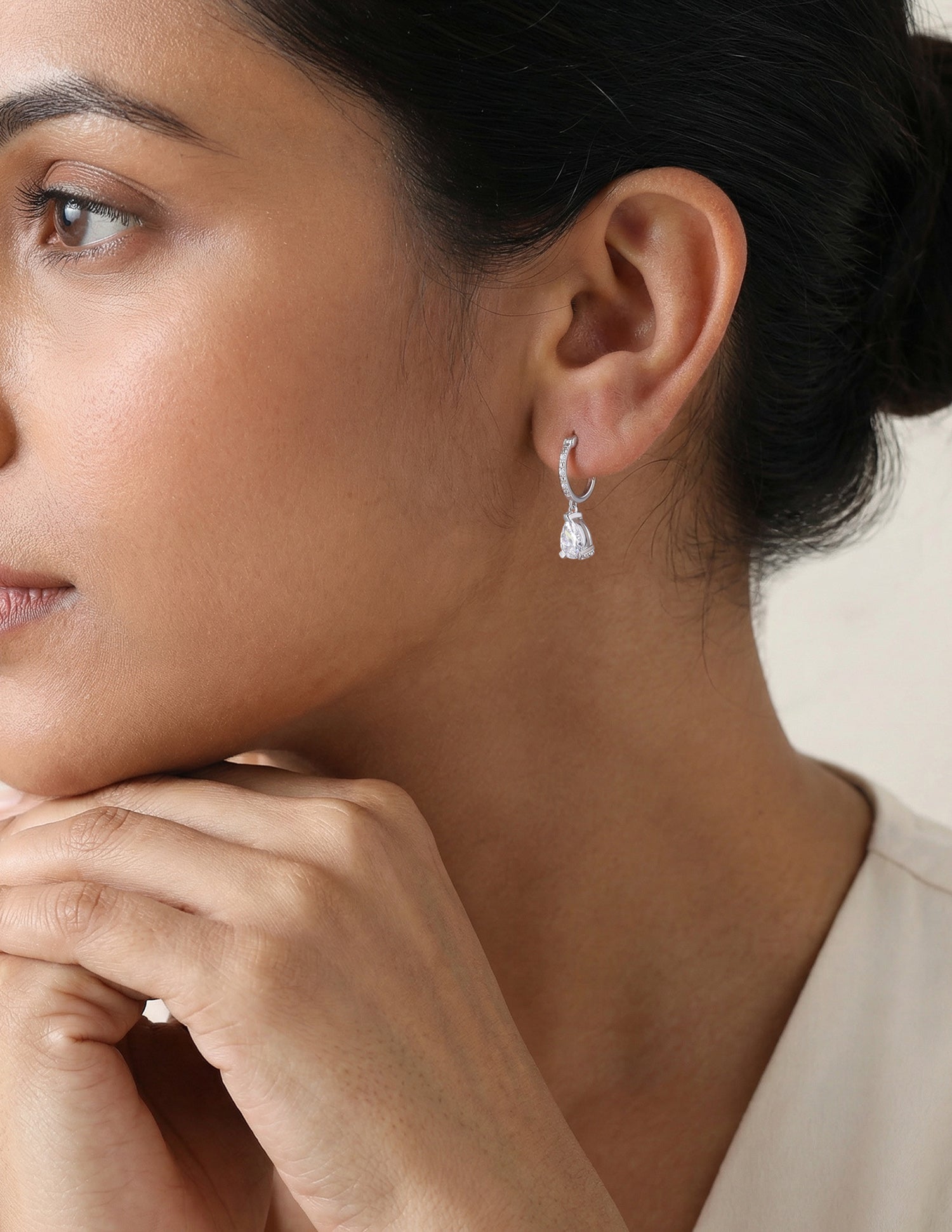 Elegant Pear & Round CZ Drop Earrings