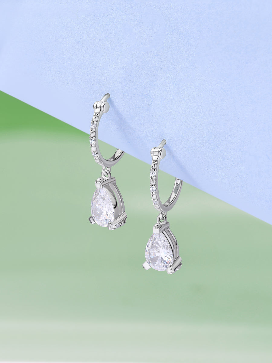 Elegant Pear & Round CZ Drop Earrings