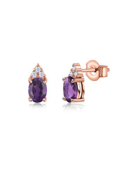 Natural Amethyst Timeless Spark Gold Stud Earrings