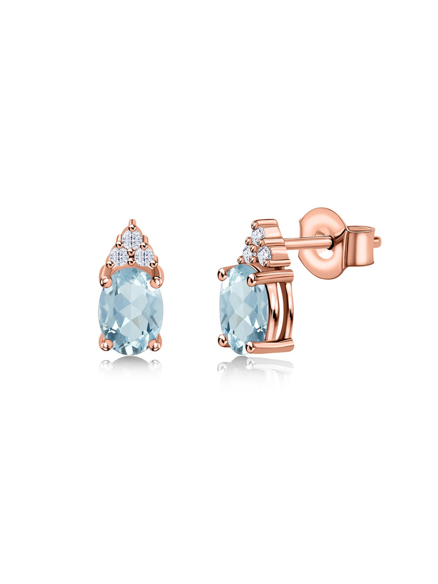Aquamarine Timeless Spark Gold Stud Earrings