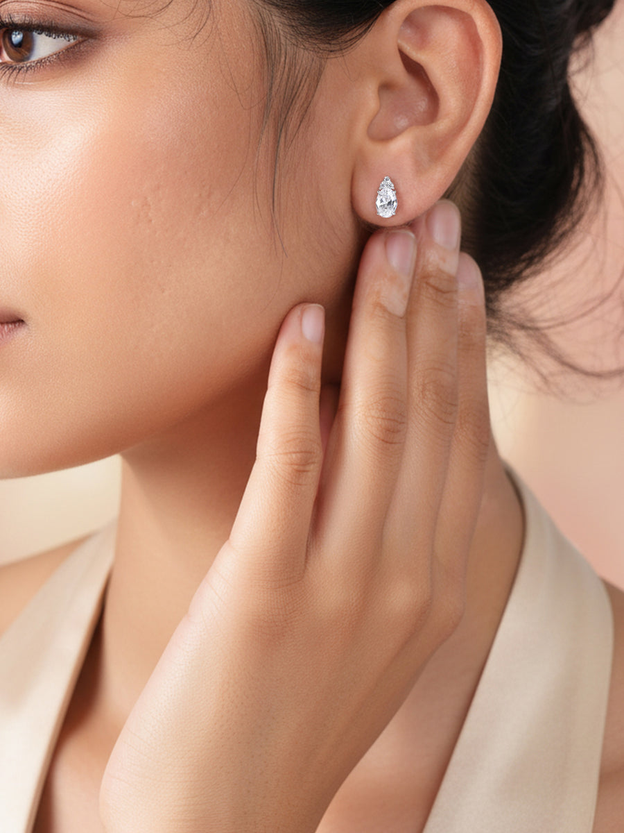 Radiant Teardrop Sparkle Silver Earrings