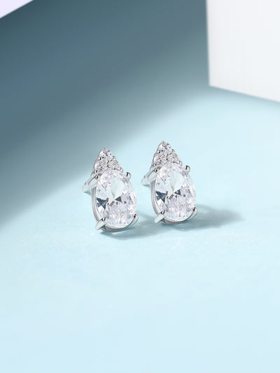 American Diamond Drop Earrings in 925 Sterling Silver - BIS Hallmarked