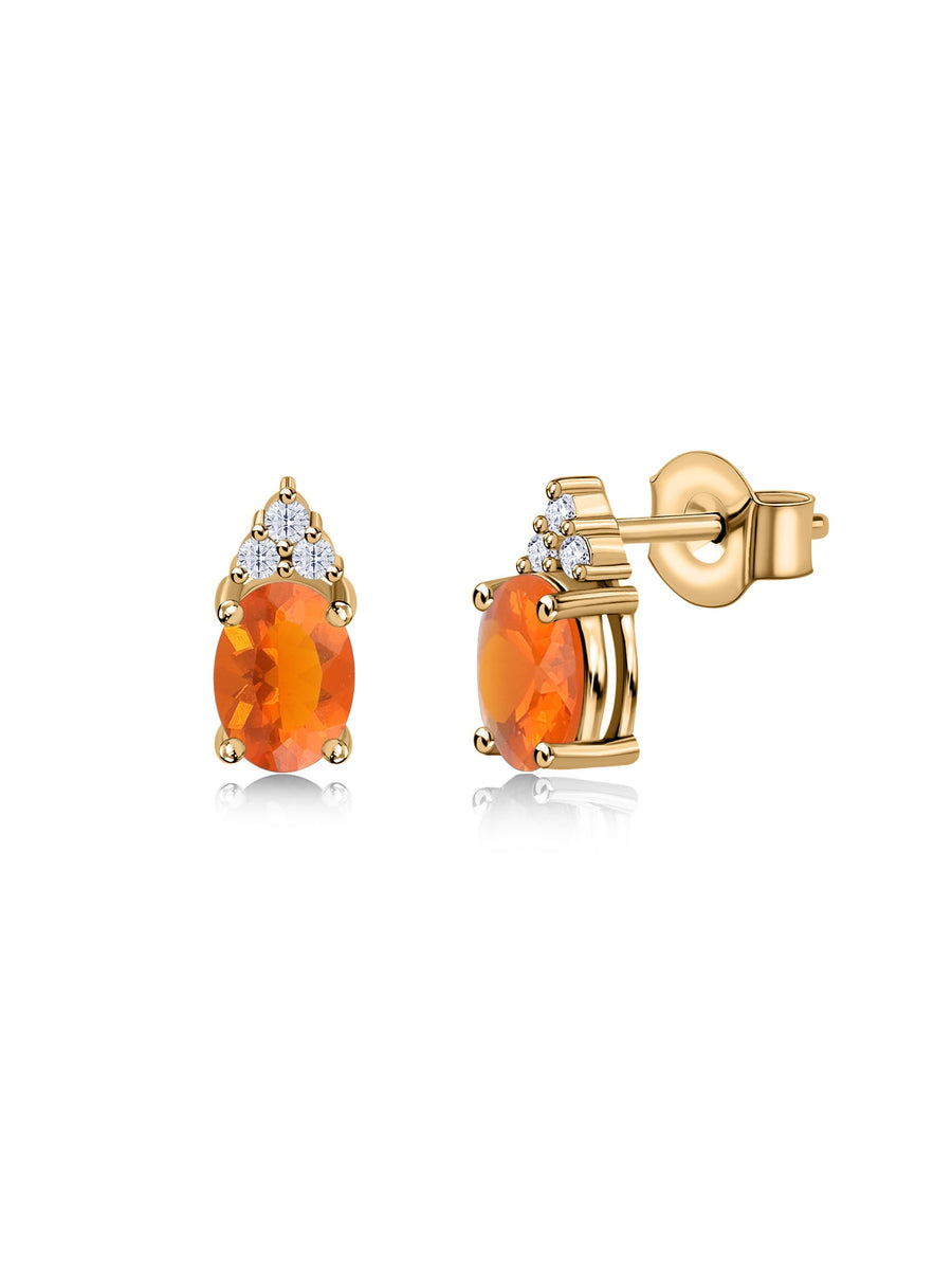 Fire Opal Timeless Spark Gold Stud Earrings