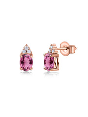 Pink Tourmaline Timeless Spark Gold Stud Earrings
