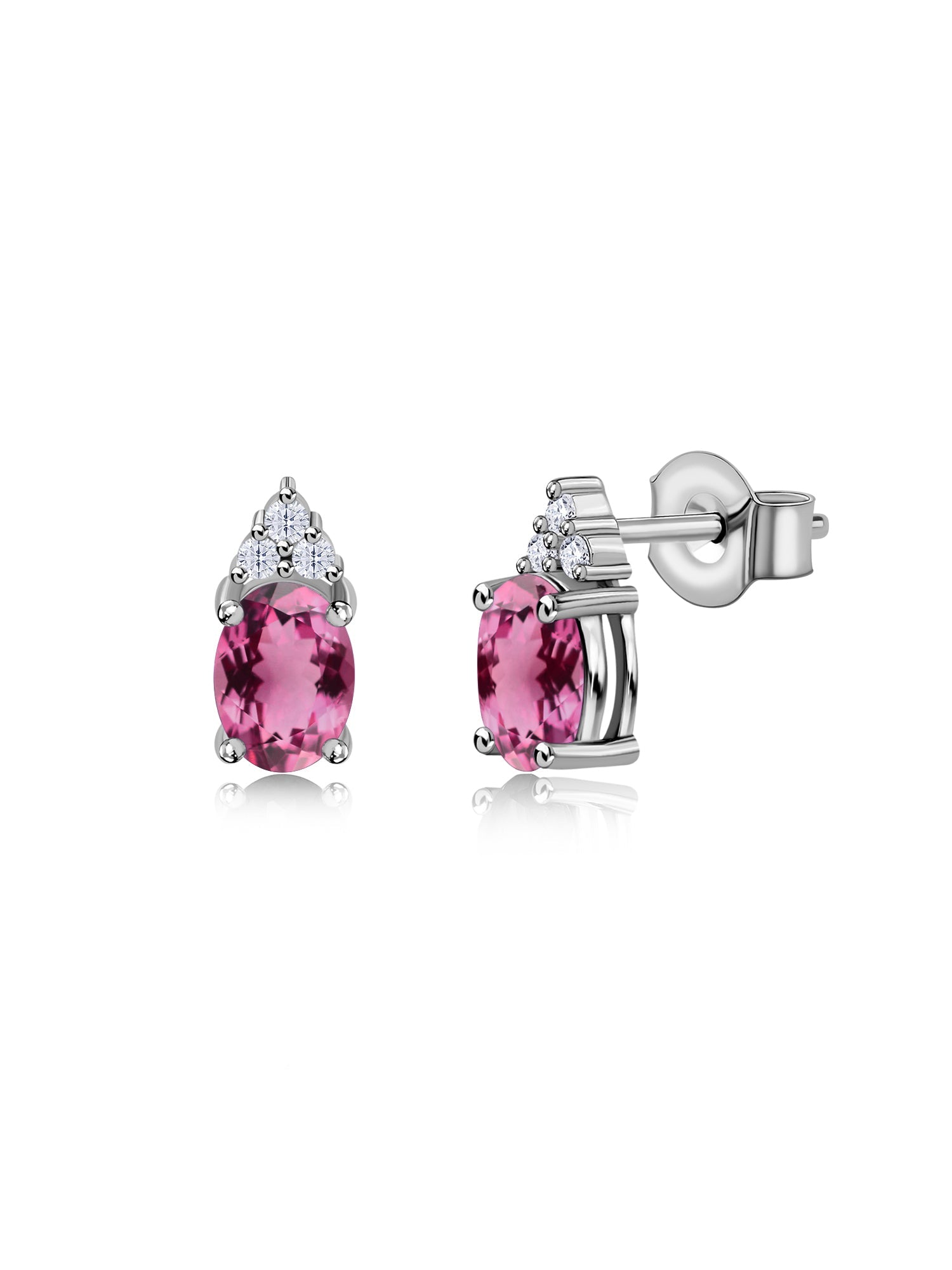 Pink Tourmaline Timeless Spark Gold Stud Earrings
