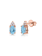 Swiss Blue Topaz Timeless Spark Gold Stud Earrings