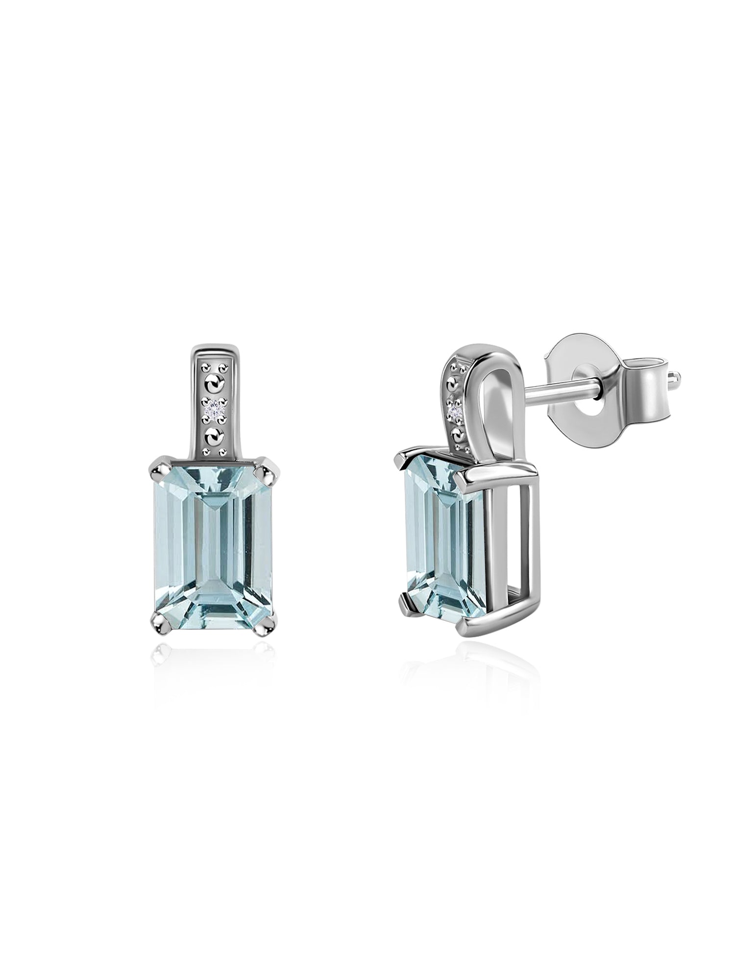 Modern Grace Natural Aquamarine Gold Stud Earrings