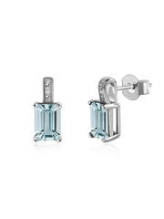 Modern Grace Natural Aquamarine Gold Stud Earrings