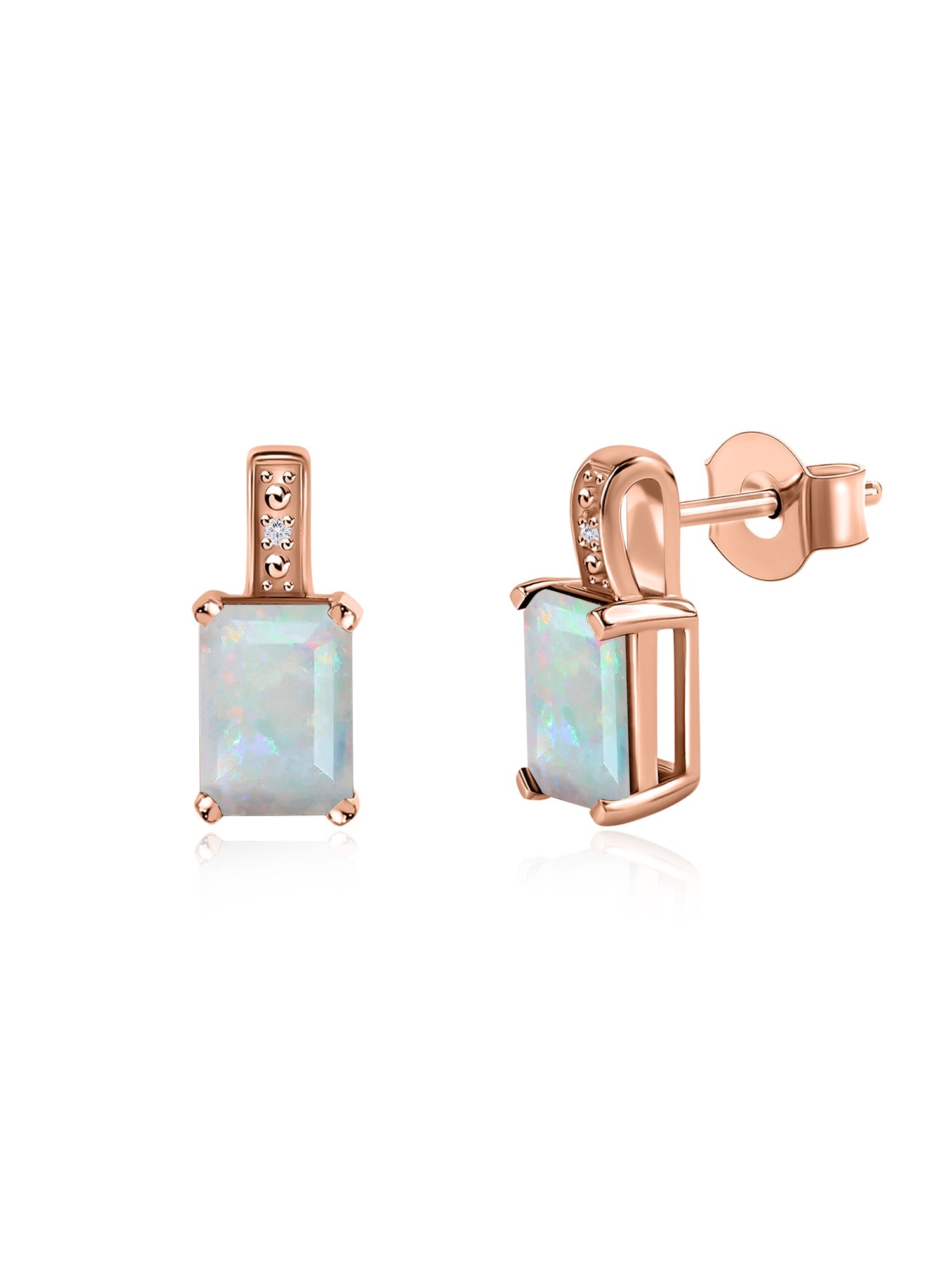 Modern Grace Natural Ethiopian Opal Gold Stud Earrings