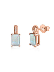 Modern Grace Natural Ethiopian Opal Gold Stud Earrings