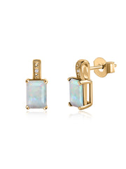 Modern Grace Natural Ethiopian Opal Gold Stud Earrings