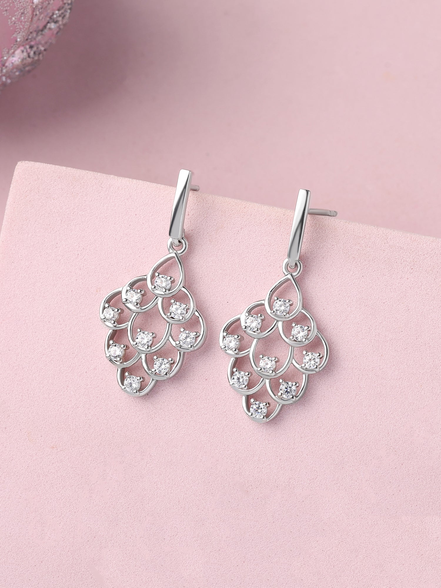 Regal Bloom Silver Dangler Earrings