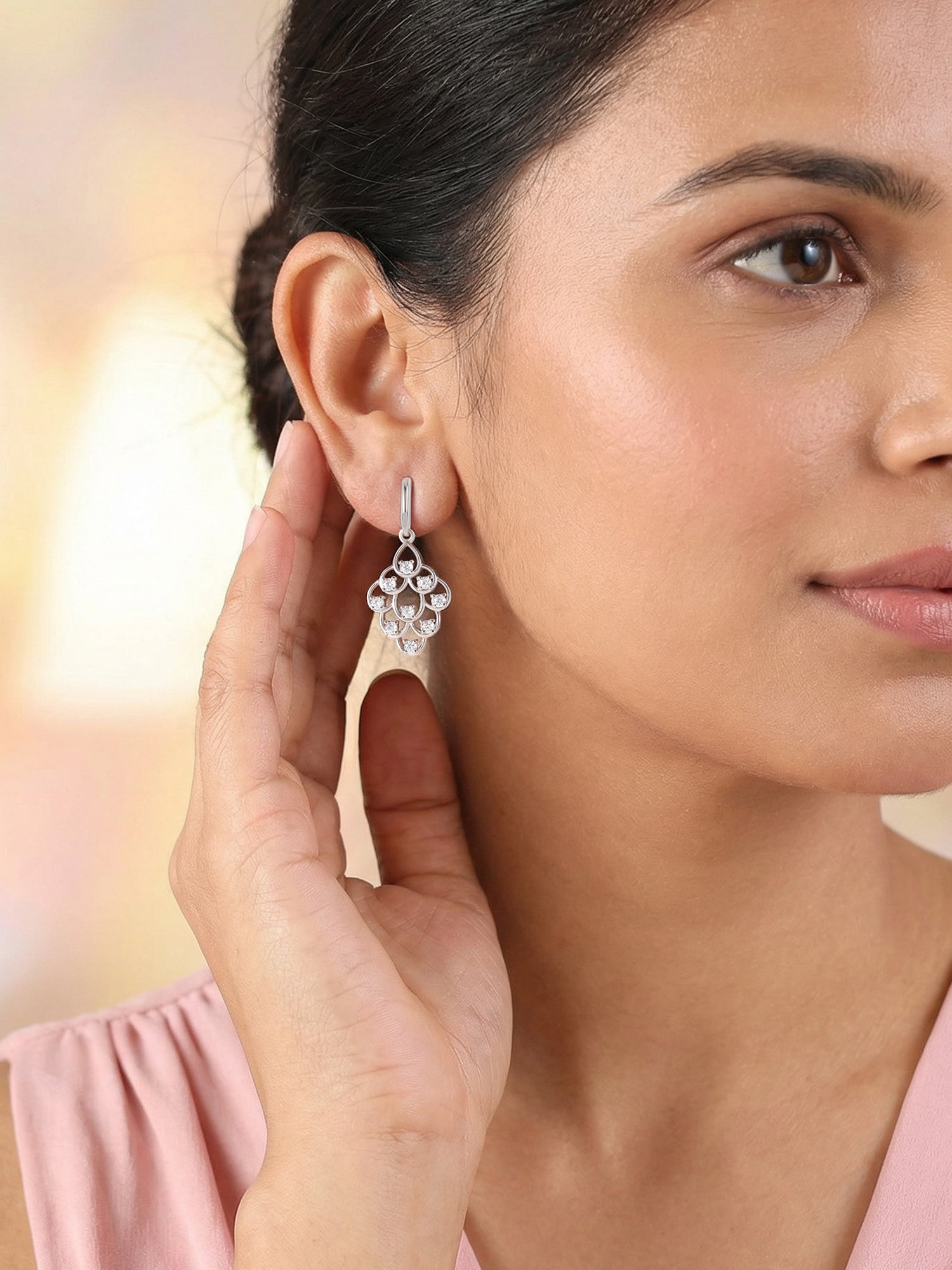 Regal Bloom Silver Dangler Earrings