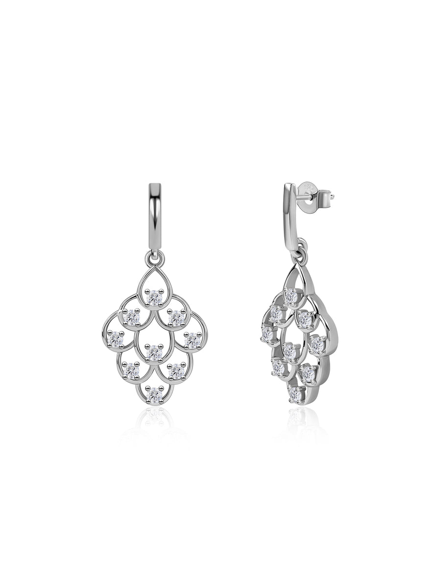 Regal Bloom Silver Dangler Earrings