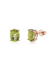 Peridot Oval Gold Earrings