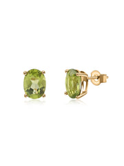 Peridot Oval Gold Earrings