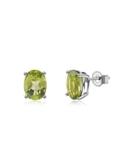Peridot Oval Gold Earrings