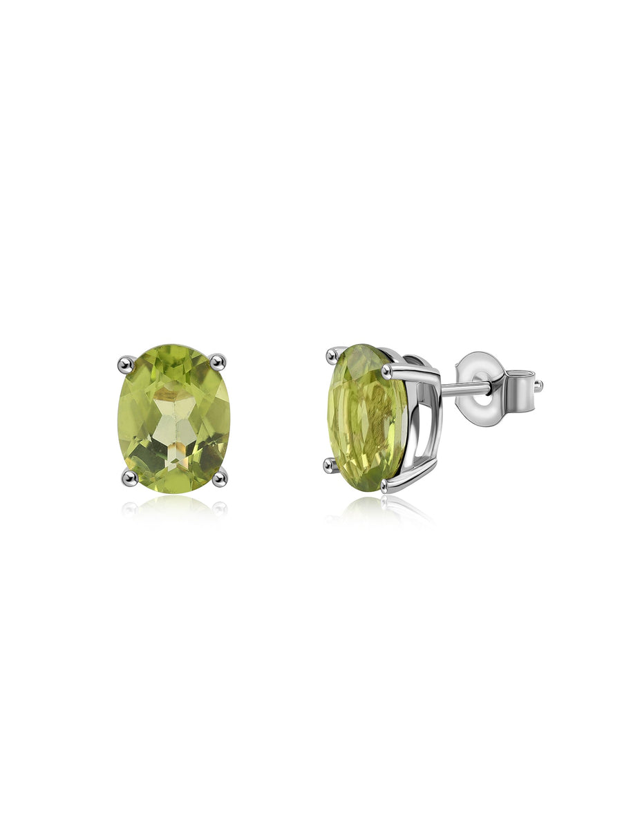 Peridot Oval Gold Earrings