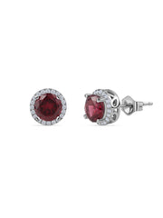 Rhodolite Halo Stud Earrings