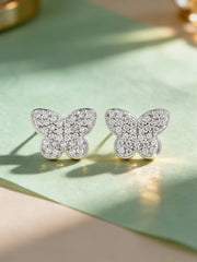 Silver Butterfly Diamond Look Earrings