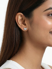 Silver Butterfly Diamond Look Earrings