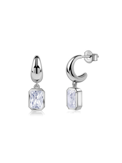 American Diamond Silver Earrings in 925 Sterling Silver - BIS Hallmarked