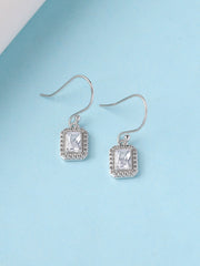 Sparkling White Octagon CZ Silver Earrings