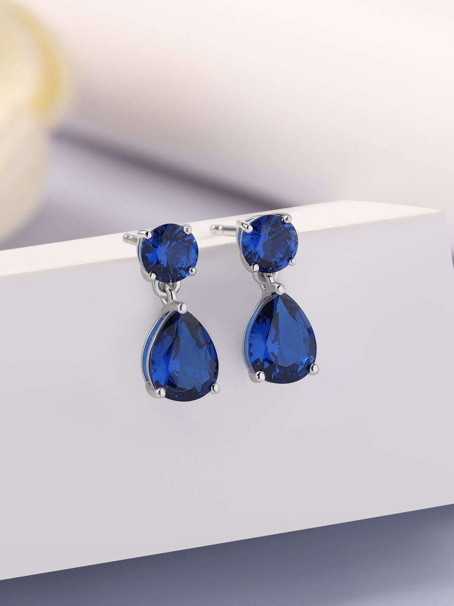 Blue Spinel Silver Drop Earrings