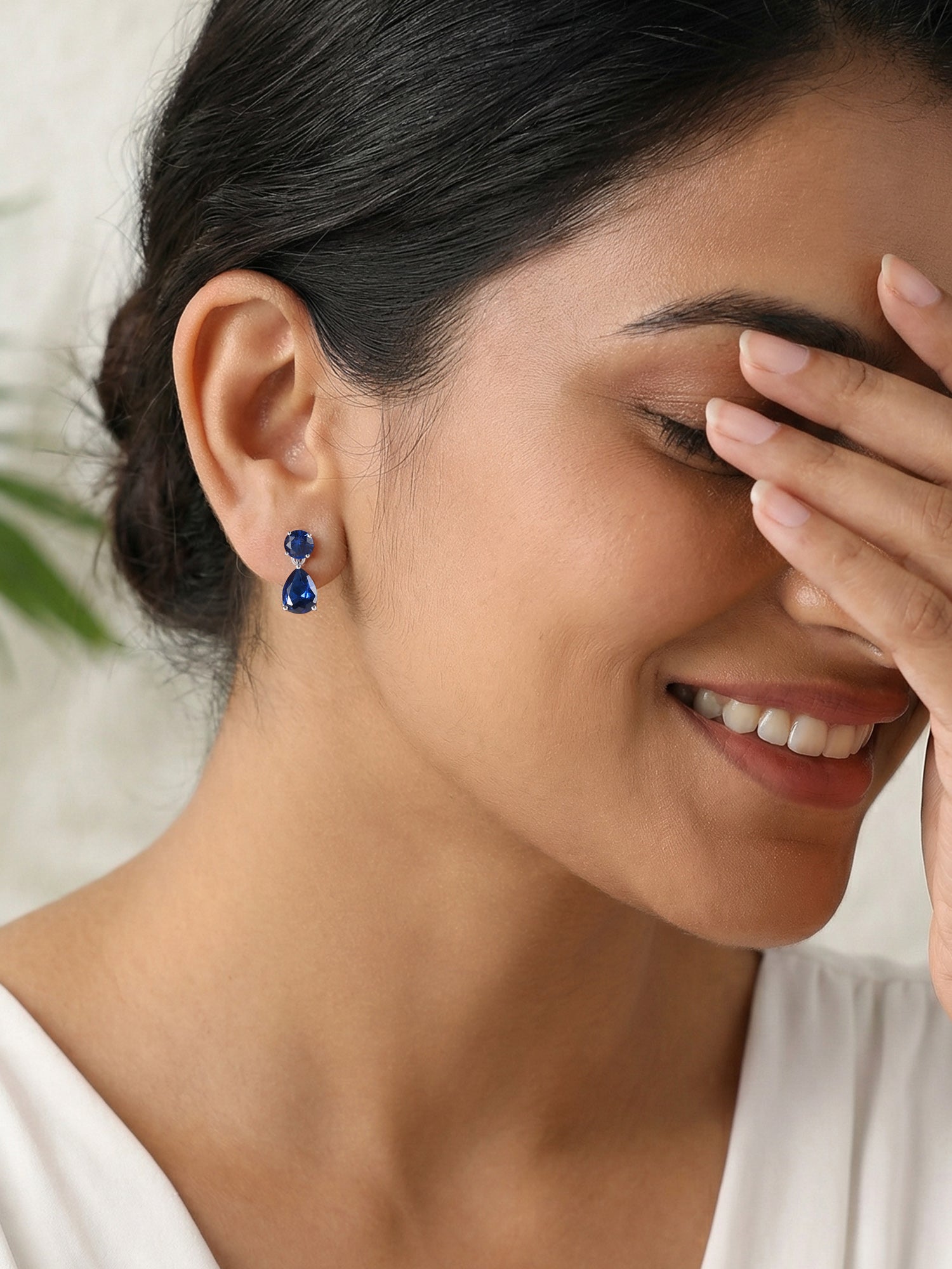 Blue Spinel Silver Drop Earrings