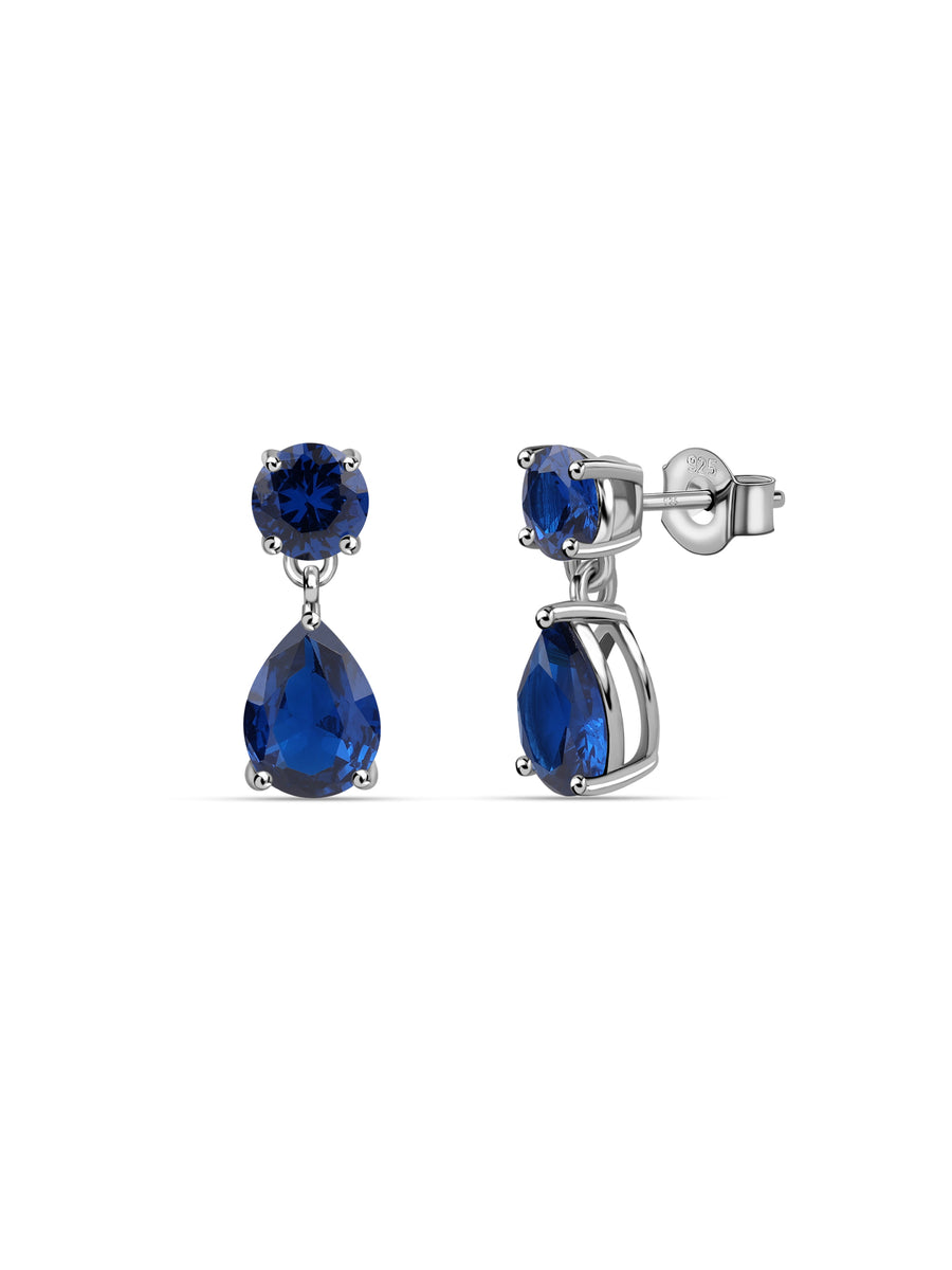 Blue Spinel Silver Drop Earrings
