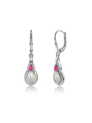 Opal & Pink Tourmaline Gold Drop Earrings