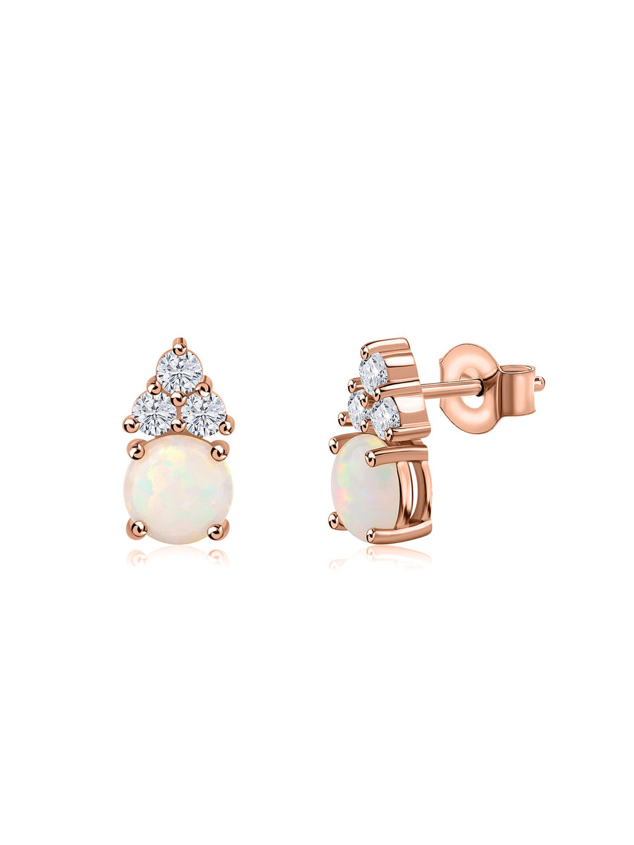 Ethiopian Opal Solitaire Gold Stud Earrings