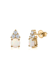 Ethiopian Opal Solitaire Gold Stud Earrings
