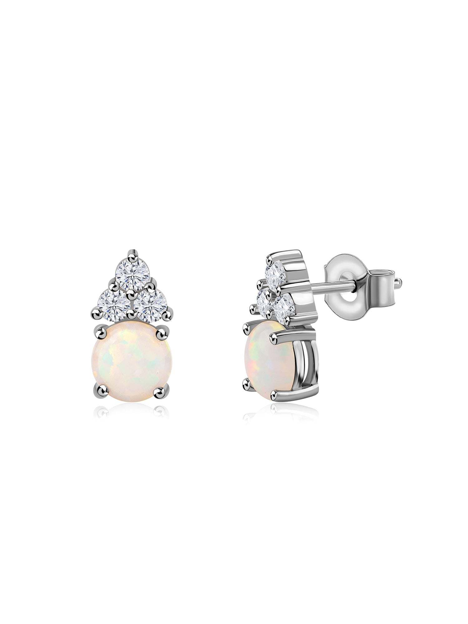 Ethiopian Opal Solitaire Gold Stud Earrings