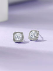 Classic Cushion White CZ Silver Stud Earrings