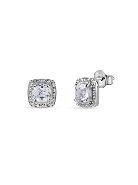 American Diamond Stud Earrings in 925 Sterling Silver - BIS Hallmarked
