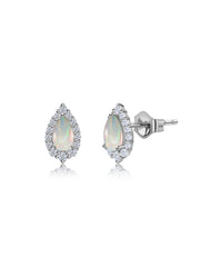Ethiopian Opal Tear Drop Stud Gold Earrings