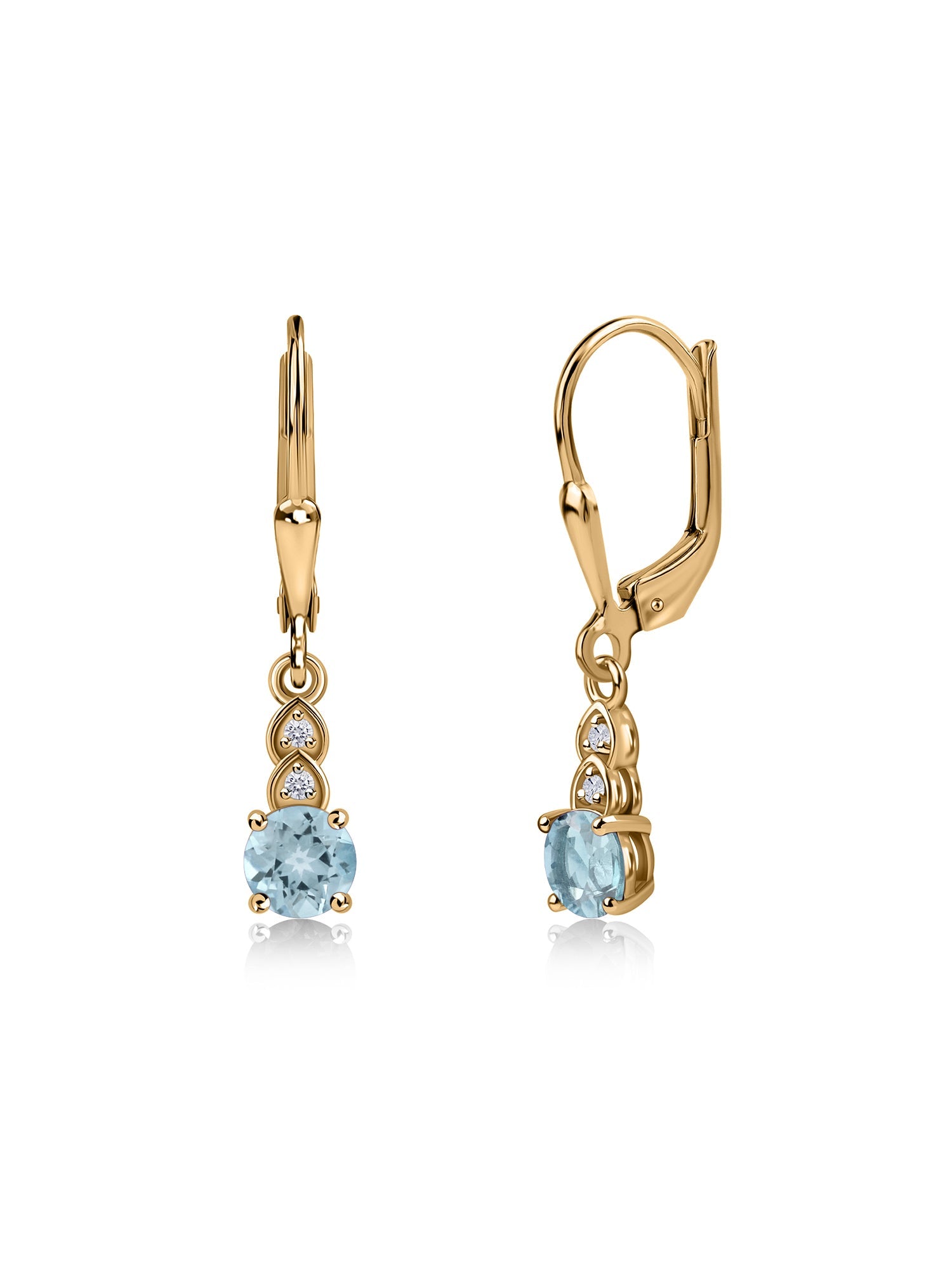 Natural Aquamarine Glow Gold Dangle Earrings