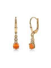 Natural Fire Opal Glow Gold Dangle Earrings