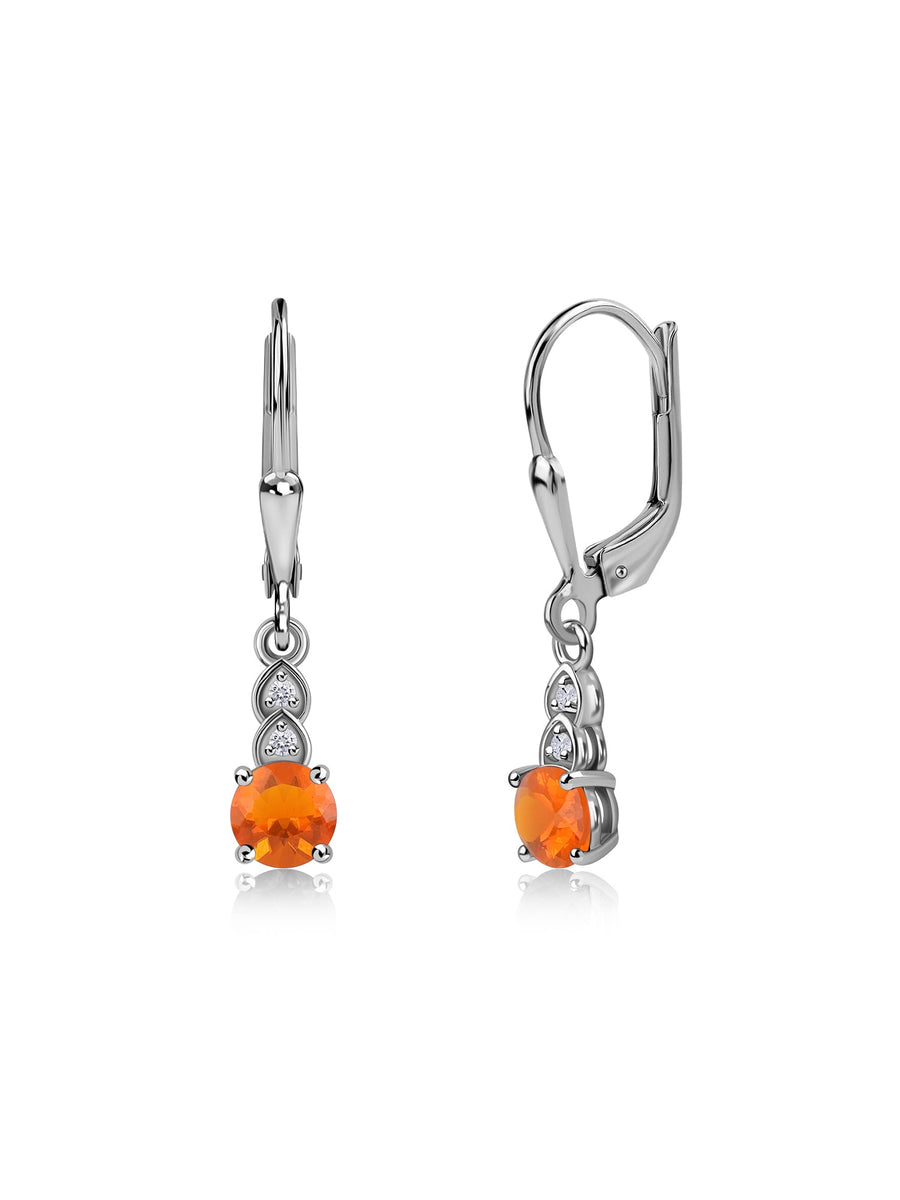 Natural Fire Opal Glow Gold Dangle Earrings