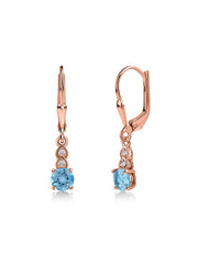 Natural Swiss Blue Topaz Glow Gold Dangle Earrings
