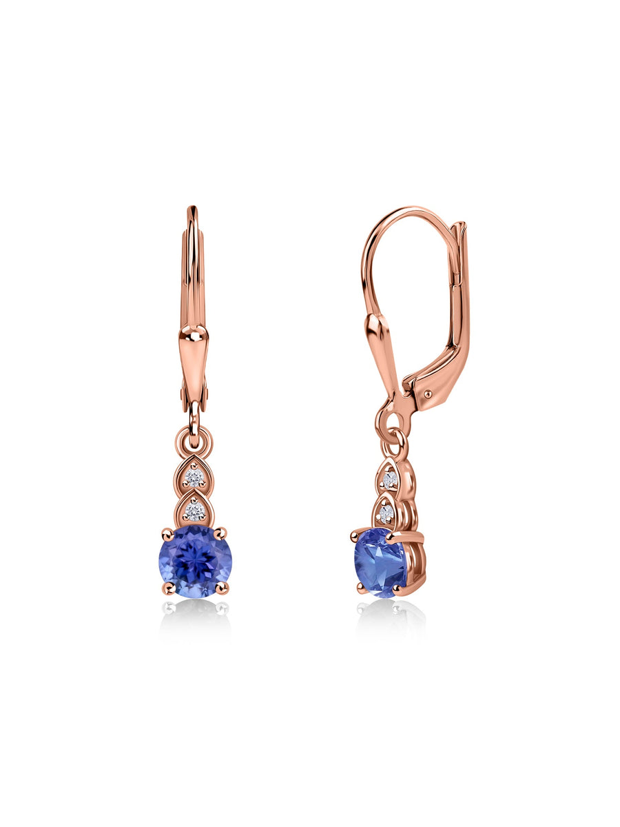 Natural Tanzanite Glow Gold Dangle Earrings