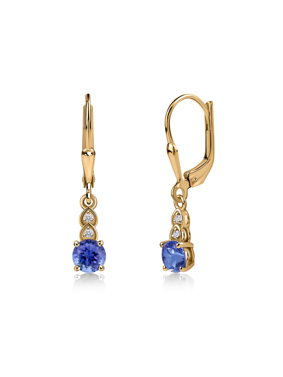 Natural Tanzanite Glow Gold Dangle Earrings